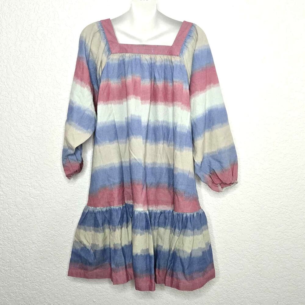 Outerknown Miro Organic Cotton Dress Size S NWT Oversized Balloon Sleeve Striped